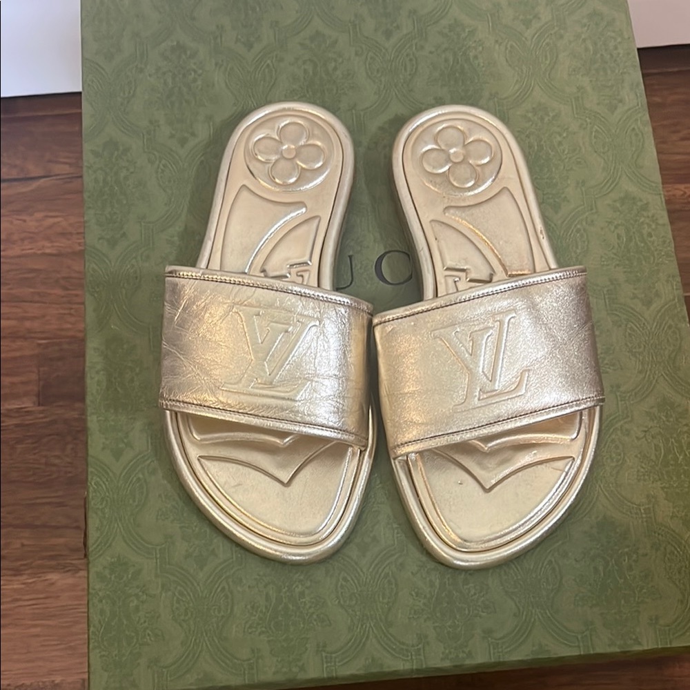 Louis Vuitton Metallic Gold Slides